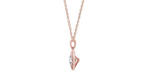Amazon Collection Sterling Silver Round-Cut Cubic Zirconia Halo Pendant Necklace thumbnail 2