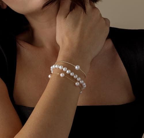 LORELEI JEWELS White Freshwater Pearl Bracelet with Sterling Silver Clasp thumbnail 4