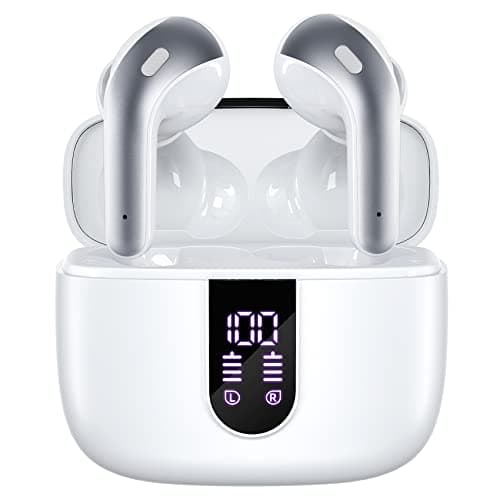 TAGRY Bluetooth Headphones True Wireless Earbuds 60H Playback LED Power Display Earphones with Wireless Charging Case IPX5 Waterproof in