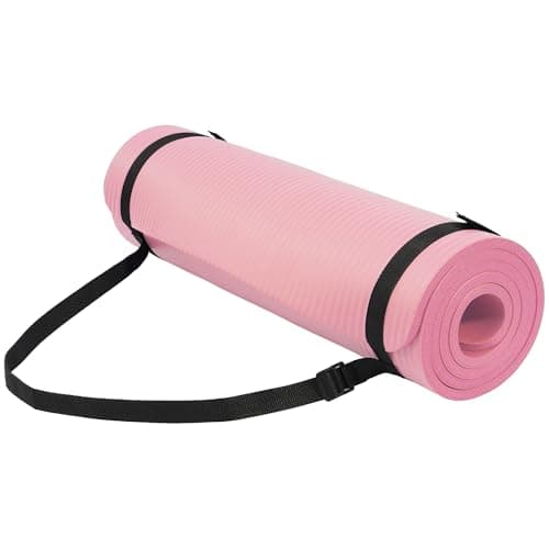 Fitvids 1/2-Inch Thick High Density Foam Exercise Yoga Mat with Carrying Strap