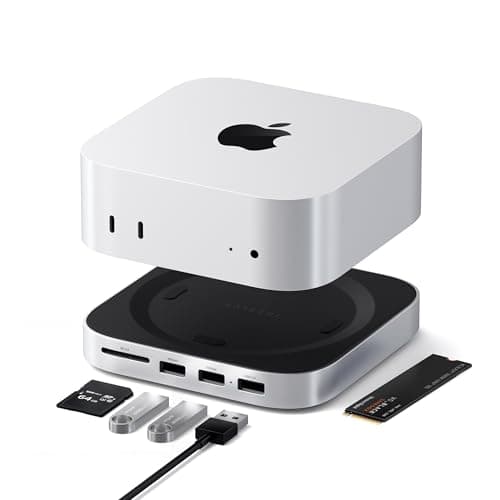 Satechi Mac mini M6, M5 Pro, M4 Hub and Stand with NVMe SSD Enclosure, Silver - image 1