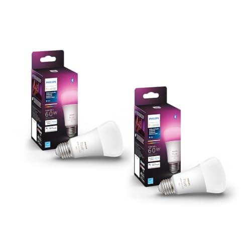 Philips Hue Smart White and Color Ambiance 60W A19 Light Bulb, 2-Pack - image 1