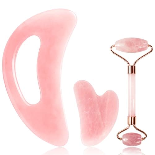 BAIMEI Rose Quartz Jade Roller & Gua Sha Set - image 1