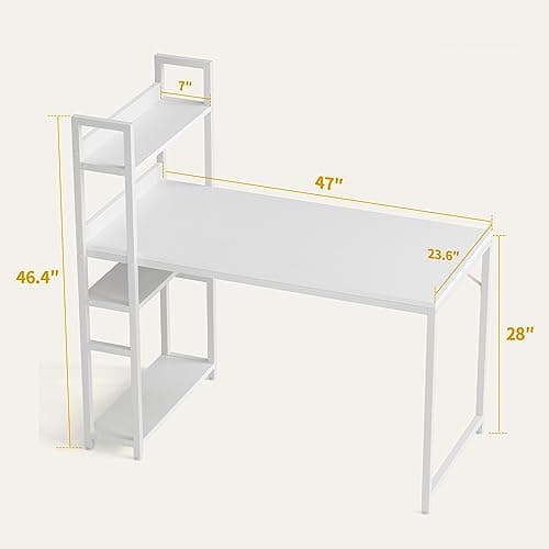 CubiCubi Computer Desk 47 Inch with Storage Shelves thumbnail 3