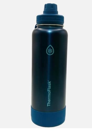ThermoFlask Stainless Steel Water Bottle, 40 oz, 2-Pack (Silver/Blue Brushed) thumbnail 3
