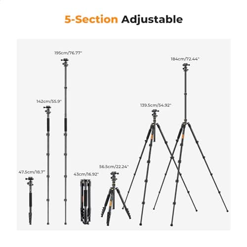 K&F Concept 72" Aluminum Camera Tripod thumbnail 5