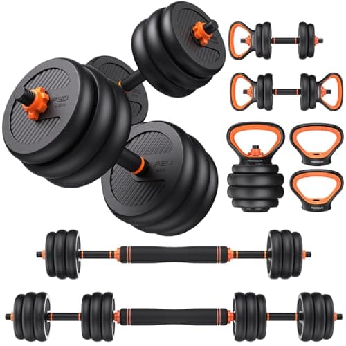 FEIERDUN Adjustable Dumbbells, 50lbs Free Weight Set with Connector