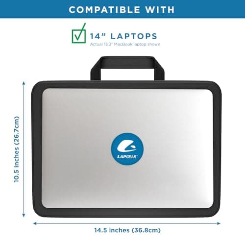 LAPGEAR Compact Lap Desk – Black, Fits 14" Laptops thumbnail 3