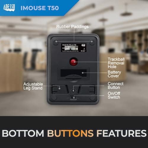 Adesso iMouse T50 Wireless Vertical Ergonomic Trackball Mouse thumbnail 4