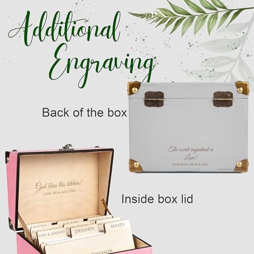 Personalized Recipe Box with Dividers and Custom Name Card thumbnail 5