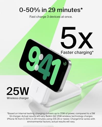 Belkin BoostCharge Pro Qi2.2 25W 3-in-1 Foldable Fast Charging Station thumbnail 2