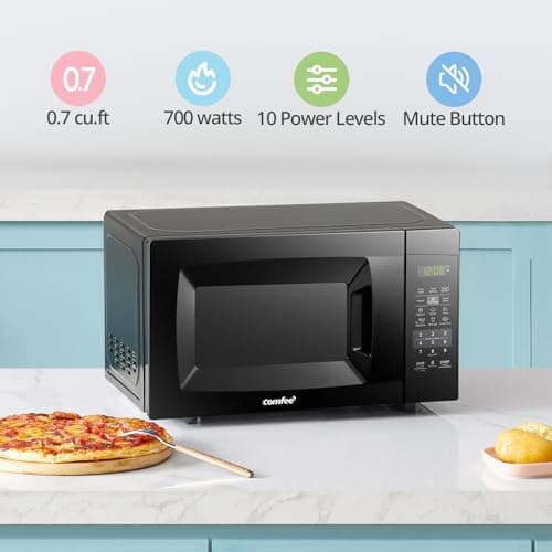 COMFEE' Countertop Microwave Oven, 0.7 Cu.Ft, 700W, Black, ECO Mode thumbnail 2