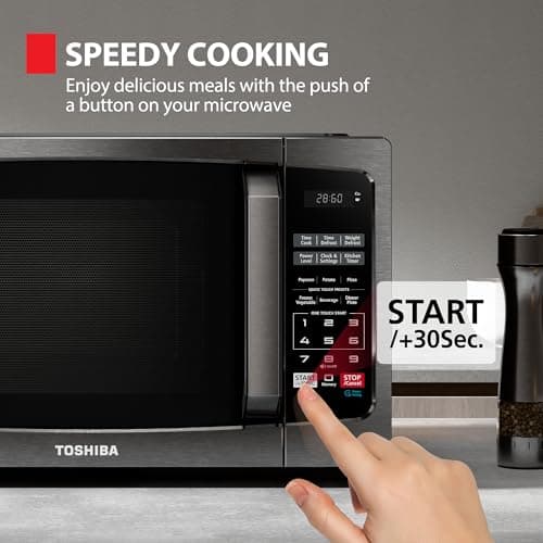 TOSHIBA Microwave Oven, 0.9 Cu.Ft, 900W, Black Stainless Steel thumbnail 5