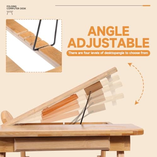 AboveTEK Bamboo Adjustable Laptop Desk with Cooling Fan thumbnail 4