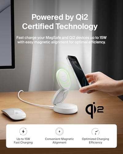 Belkin Qi2 15W Wireless Fast Charging Station, 3 in 1 iPhone Charger thumbnail 4