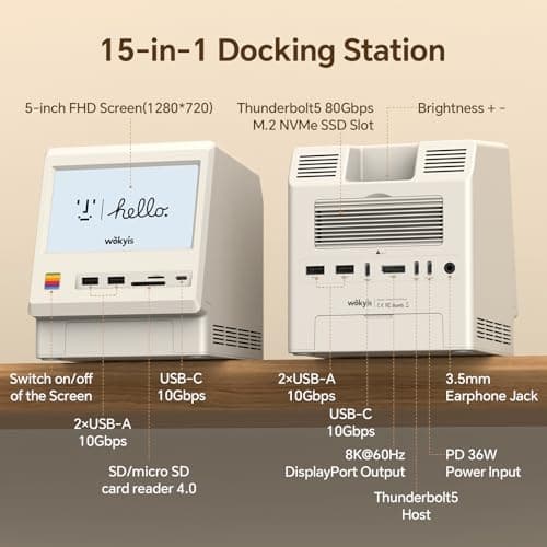Wokyis M5 Retro Dock Station for Mac mini M4, M5, and M6 with 80Gbps M.2 NVMe and Cooling thumbnail 2