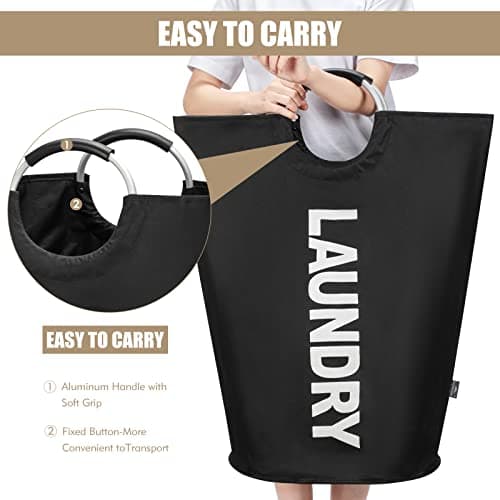 DOKEHOM 90L Large Laundry Basket Bag, Collapsible Tall Hamper, Black thumbnail 4