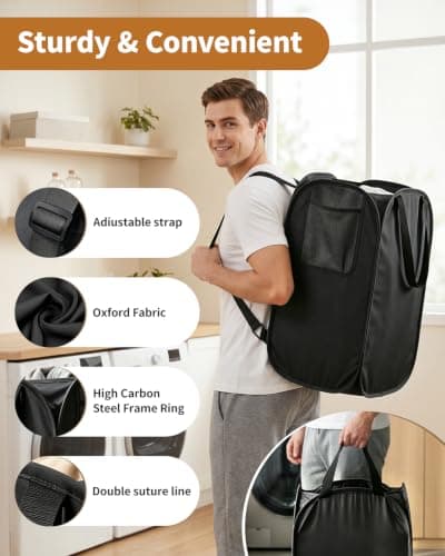 OYREL Collapsible Mesh Laundry Basket Backpack thumbnail 3