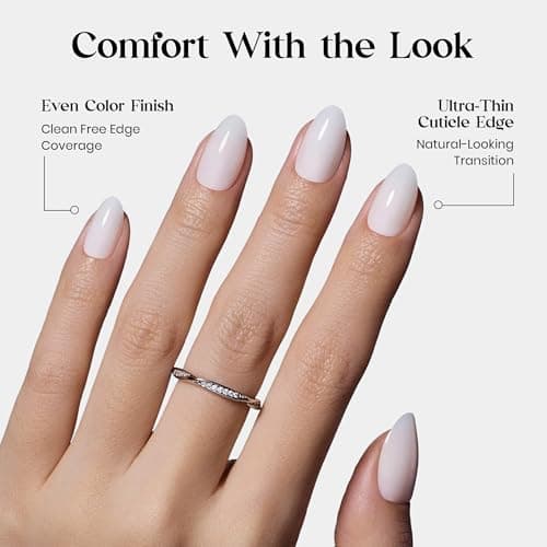 Beetles Gel Press On Nails - Natural Milky White (Short Almond) thumbnail 3