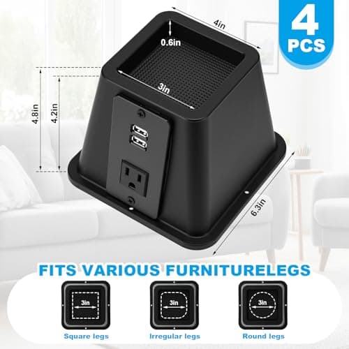 DALIZ Adjustable Bed Risers with USB Charging Ports thumbnail 2