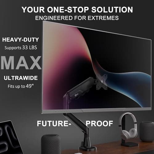 WALI Heavy Duty Single Monitor Arm, Ultrawide Gas Spring thumbnail 2