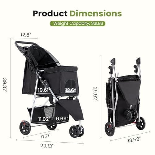 Paws & Pals 3-Wheel Deluxe Pet Stroller thumbnail 2