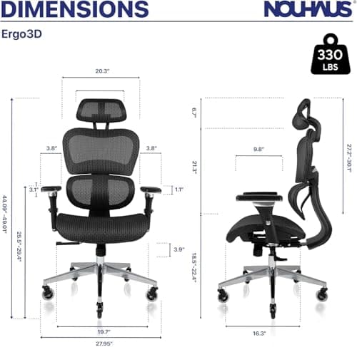 NOUHAUS Ergo3D Ergonomic Office Chair with Rollerblade Wheels thumbnail 2