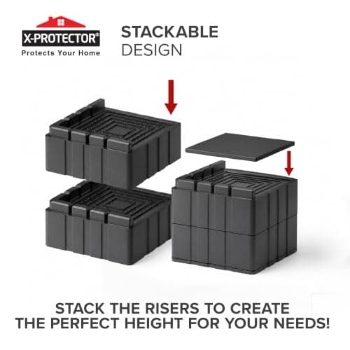 X-Protector Bed Risers - 8 PCS Set, Adjustable Height 1.5 thumbnail 4