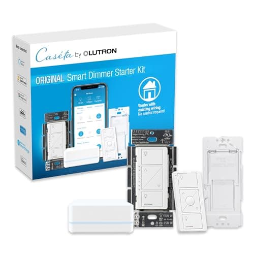 Lutron Caseta Smart Dimmer Switch Starter Kit with Smart Hub, Pico Remote and Wall Plate, P-BDG-PKG1W - image 1