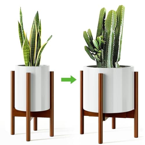 MUDEELA Adjustable Bamboo Plant Stand — Fits 8 to 12 Inch Pots, Mid Century - image 1