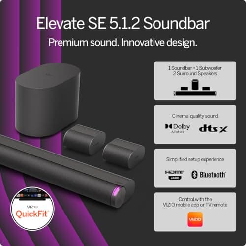 VIZIO Elevate Sound Bar for TV, Home Theater Surround Sound System with Subwoofer and Bluetooth, P514a-H6 5.1.4 thumbnail 2