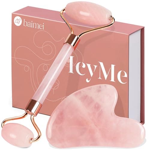 BAIMEI Rose Quartz Jade Roller & Gua Sha Set thumbnail 2