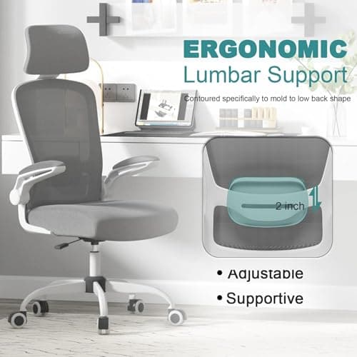 Mimoglad Ergonomic Office Chair with Adjustable Lumbar Support and Headrest thumbnail 3
