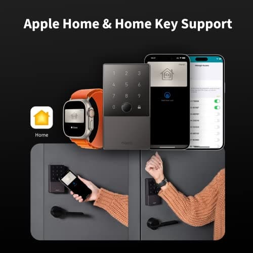 Aqara Smart Lock U100, Fingerprint Keyless Entry Door Lock with Apple Home Key, Touchscreen Keypad, Bluetooth Electronic Deadbolt thumbnail 3