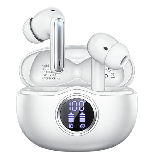 Fhumsh Wireless Earbuds, Bluetooth 5.3 Headphones HiFi Stereo 50H Playback LED Digital Display Ear Buds with ENC Noise Canceling Headset