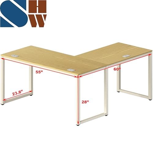 SHW 55x60 Inch L-Shaped Home Office Corner Desk thumbnail 3