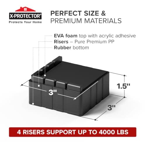 X-Protector Bed Risers - 8 PCS Set, Adjustable Height 1.5 thumbnail 2
