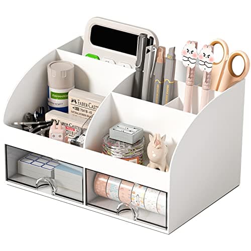 COMFYROOM Desk Organizer with 6 Compartments and 2 Drawers