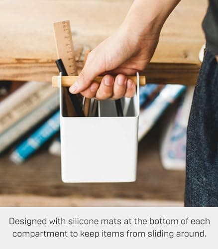 YAMAZAKI Home Tosca Desk Organizer - Stationary Holder For Office and School Supplies - Steel + Wood thumbnail 5