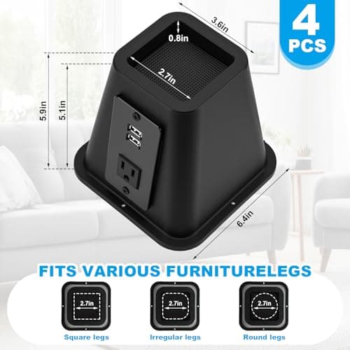 Kaboon Bed Risers with USB Ports and Power Outlets thumbnail 2