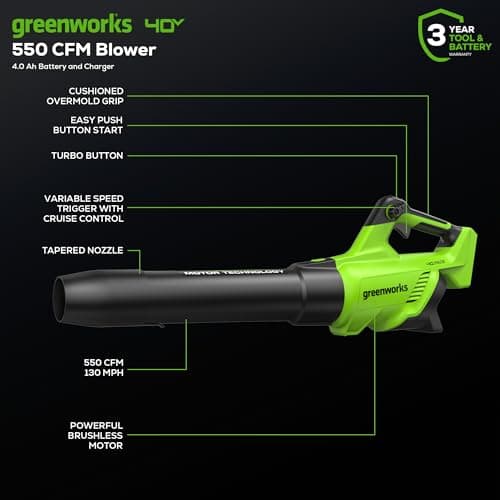 Greenworks 40V Cordless Leaf Blower thumbnail 3