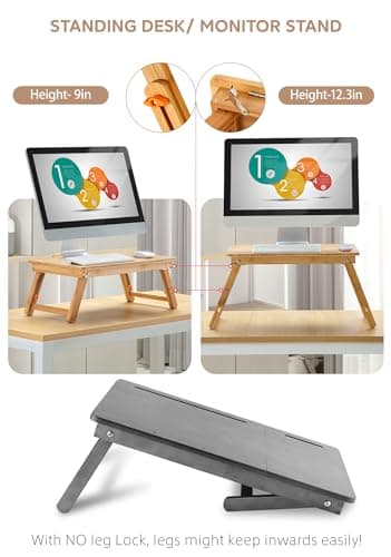 Nnewvante Bamboo Laptop Desk for Bed with Tilting Top thumbnail 4