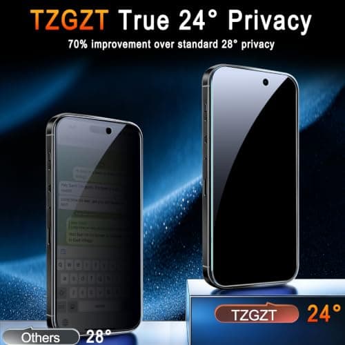 TZGZT 3 Pack Privacy Screen Protectors for iPhone 18 Pro, Anti-Spy Tempered Glass thumbnail 5