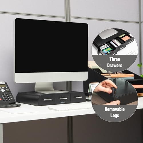 Mind Reader Monitor Stand, 3 Storage Drawers thumbnail 4