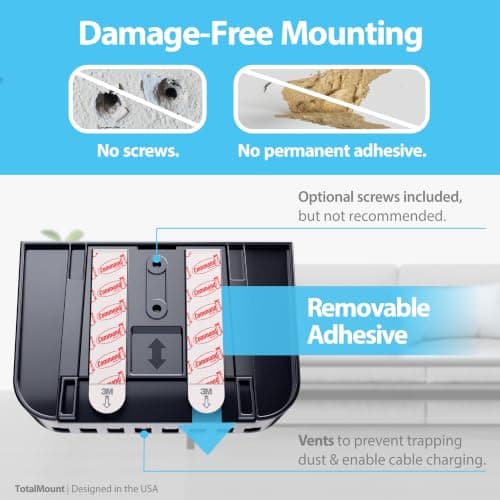TotalMount Drop-Free Remote Holder, Removable Adhesive Strips, Black thumbnail 4