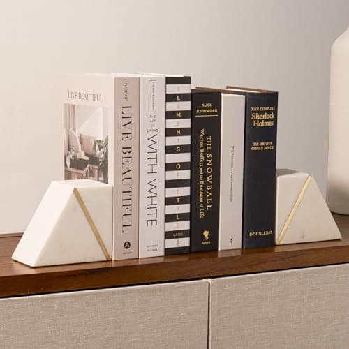 Cork & Mill Marble Bookends with Brass Inlay (Set of 2) thumbnail 2