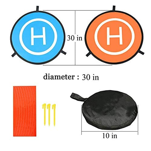 Drone Landing Pad Universal Waterproof 75cm/30-inch Foldable Helipad (Blue & Orange) thumbnail 5