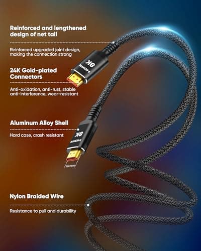 Snowkids 10K 8K HDMI 2.1 Cable 6.6ft, 8K@60Hz 4K@120Hz UHD Non thumbnail 5
