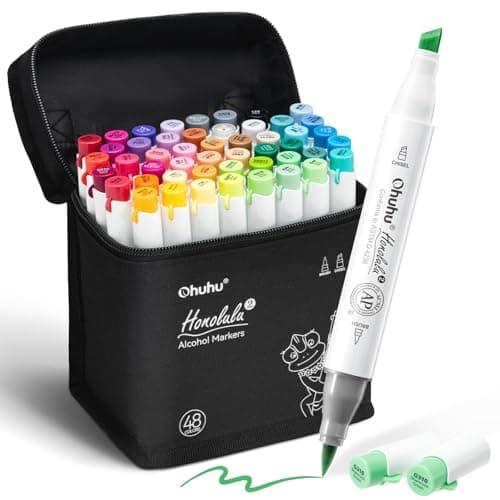 Ohuhu Alcohol Markers Brush Tip, 72-Color Honolulu Set - image 1