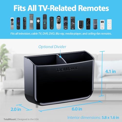 TotalMount Drop-Free Remote Holder, Removable Adhesive Strips, Black thumbnail 3